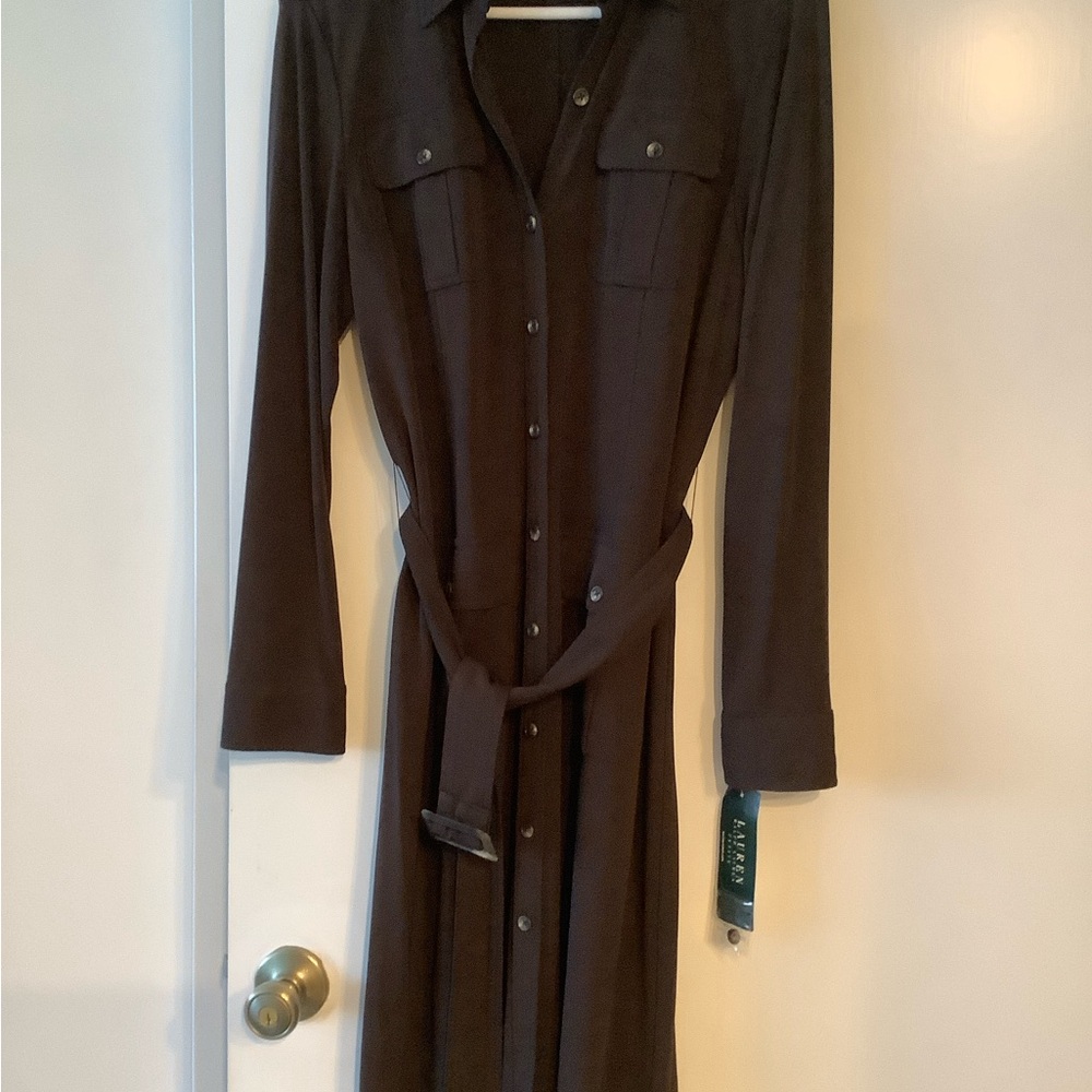 Elegant Brown Shirt Dress